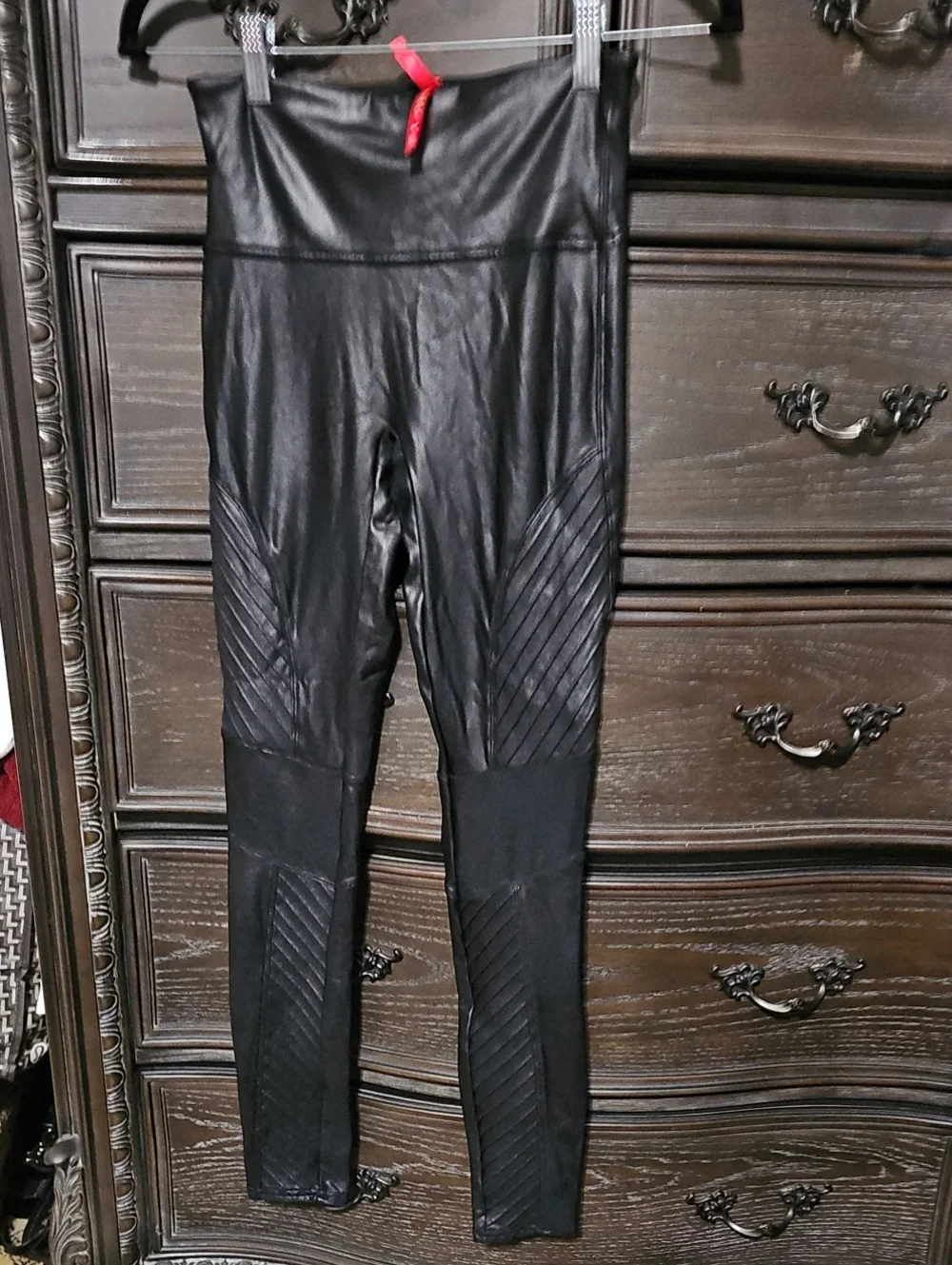 SPANX‎ Black Faux Leather Skinny Moto Leggings